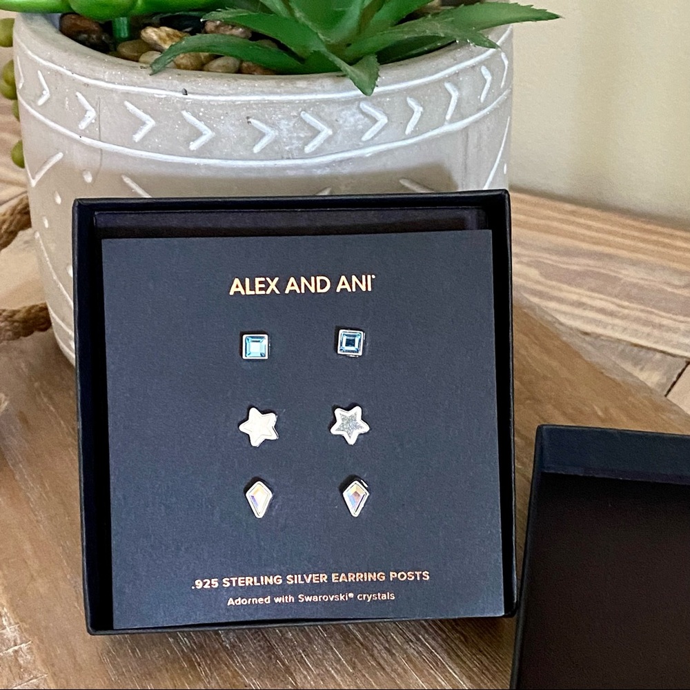 Alex & Ani Swaroski Crystal Stud Earring Set